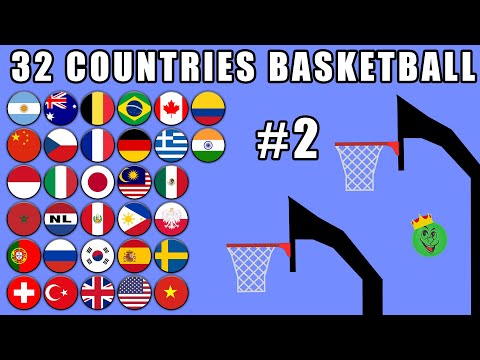 Basketball Marble Race with 32 Countries #2 \ Marble Race King