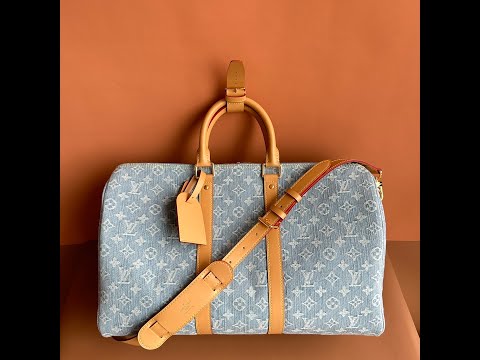 Louis Vuitton Keepall Bandoulière 45 Duffel Bag M25334 Light Blue Denim