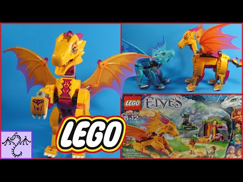 Toy Review: Lego Elves Fire Dragon's Lava Cave, Stop Motion Build