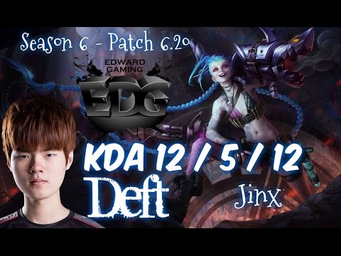 EDG Deft JINX vs EZREAL ADC - Patch 6.20 NA Ranked | League of Legends