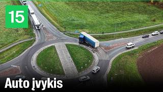 Drono vaizdai: auto įvykis prie Pasvalio ViaBaltica