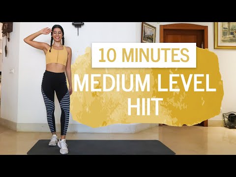 10 MIN MEDIUM LEVEL HIIT WORKOUT! // CARDIO WORKOUT for beginners -intermediate at home to burn fat!