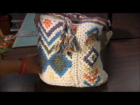 Boho Chic Mosaic Crocheted Tote (Personal Project)
