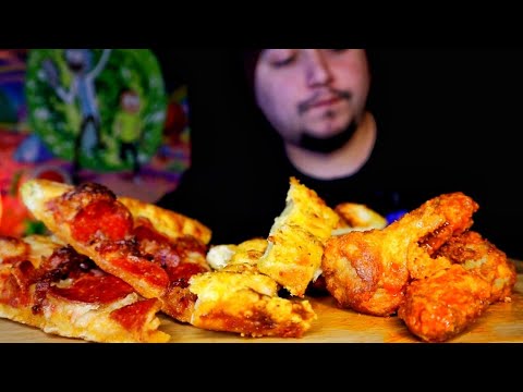 DOMINO'S BACON PEPPERONI PIZZA with BUFFALO WINGS and...