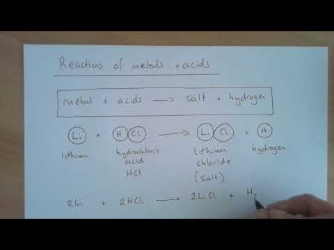 Reactions of metals and acids - word equations