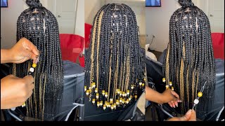 2 QUICK & EASY WAY TO ADD BEADS TO BRAID with & without rubber band | #subscribe #blackgirlmagic