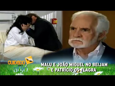 Cuidado com o Anjo - Malu e João Miguel se beijam no hospital e Patrício os flagra; Malu leva tombo