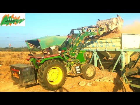 John Deere Tractor Loading Stones In Hopper With Loading Attachment | Tractor Video