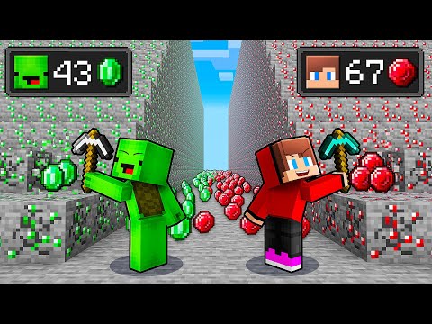 JJ and Mikey EMERALD vs RUBY BATTLE in Minecraft - Maizen