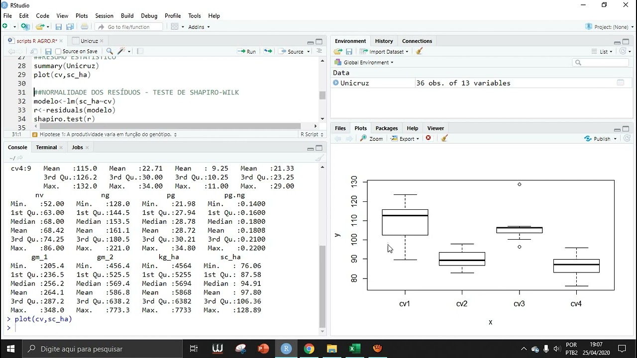 ANOVA e teste de Tukey em R