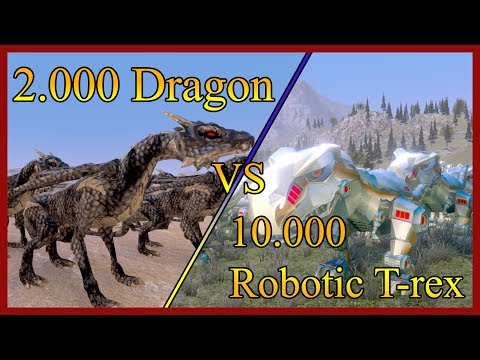 10000 Robotic T-rex vs  2000 Dragons -  Ultimate Epic Battle Simulator