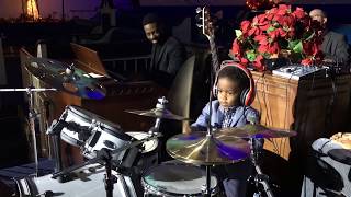 3 yr old LJ playing Little Drummer Boy at church