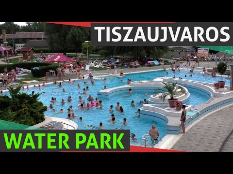 Banho termal e parque aquático Tiszaujvaros com escorregadores perto de Eger (Egerszalók), verão Hungria HD