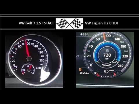 VW Golf 7 1.5 TSI ACT VS. VW Tiguan II 2.0 TDI - Acceleration 0-100km/h