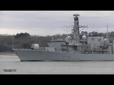 HMS KENT F78 LEAVES DEVONPORT NAVAL BASE AT NORTH CORNER PONTOON - 19th March 2021