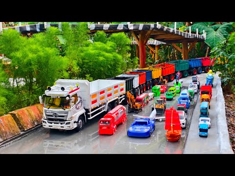 Wow!!! Long RC Truck Car Fully Unloaded Mixer Cars, Loaders, Trains, Ambulances