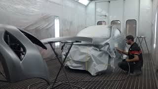 رش نص تحتاني  فيراني ، نيسان صني وسبويلر. طرق دهان السيارات الكميه المستخدمة. Car painting