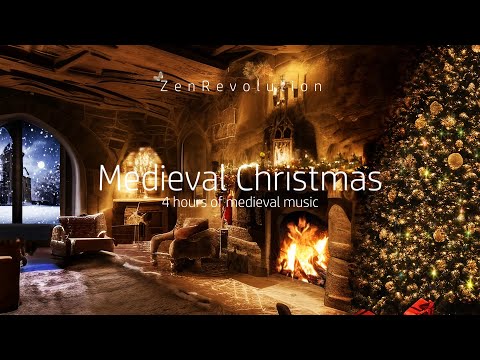Medieval Christmas Music and crackling Fireplace | Relaxing Calming Instrumental Music | Ambience