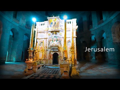 JERUSALEM, Tomb of JESUS at NIGHT. Church of the Holy Sepulchre