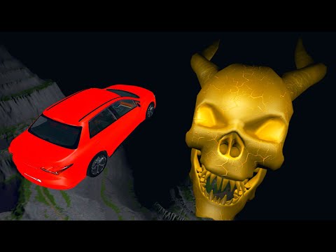 Cars Jump into the Abyss with Skull - BeamNG.Drive