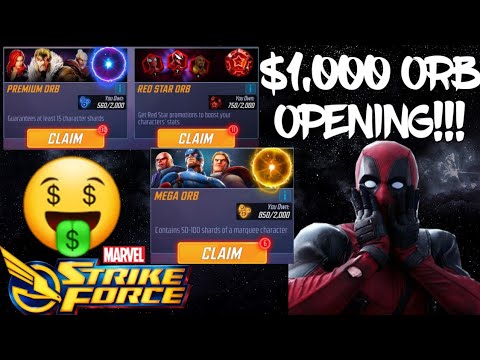Massive $1,000 Orb Opening. Premiums, Mega orbs & more!! - Marvel Strike Force
