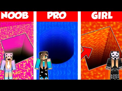 Minecraft Battle: TUNNEL HOUSE BUILD CHALLENGE - NOOB vs PRO vs GIRL / Animation