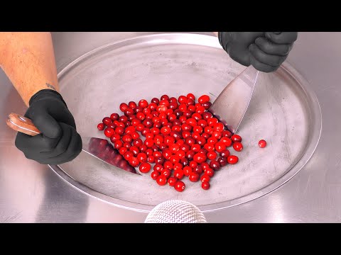 ASMR | how to make Cranberry Ice Cream Rolls - mouthwatering and relaxing Food Transformation Video