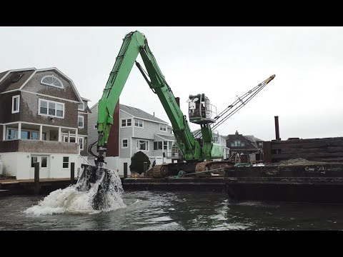 Sennebogen 835 and Volvo A30 Tyler Equipment - Gwenmor Marine GLP Dredging Project - extended
