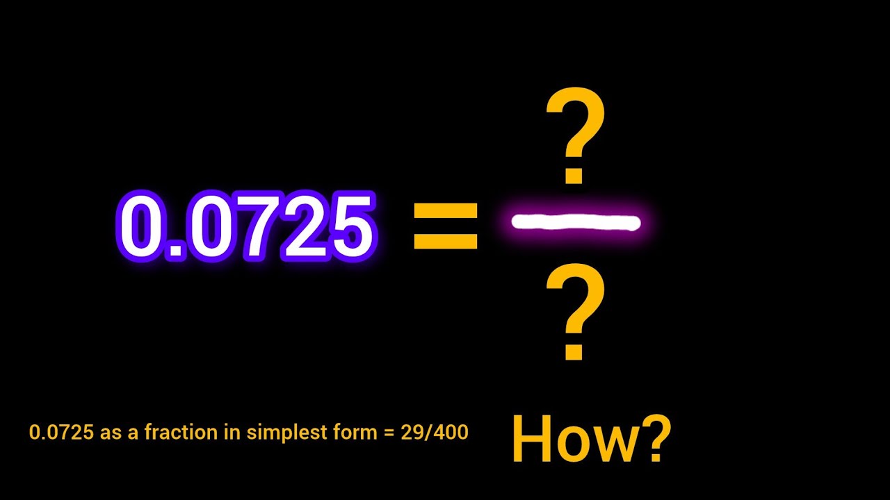 Express 0.0725 in the form of p/q||0.0725 in Simplest Fraction 