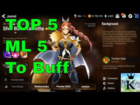 TOP 5 ML Heroes to BUFF (Epic Seven)