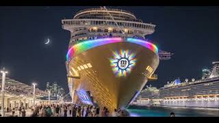 3 Giant MSC Cruise Ships – Diamond Gold Rainbow Glow Night Voyage | Oceanic Architect