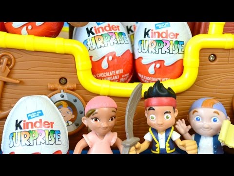 KINDER Surprise Eggs With DISNEY JAKE AND THE NEVER LAND PIRATES Video