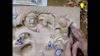 Alice in Wonderland wood carving