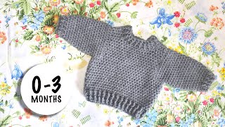 Download lagu EASY Crochet pullover sweater for baby 0-3 months | Last Minute Laura mp3