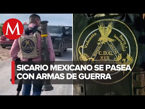 Sicario pasea con un lanzacohetes en Tamaulipas