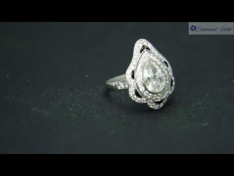 2 62CT Estate Vintage Pear Diamond Onyx Engagement Wedding Ring Platinum EGL USA