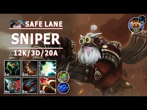 Sniper Safe Lane Carry | 7.31d | Pos 1 Sniper Carry | Dota 2 Immortal Gameplay