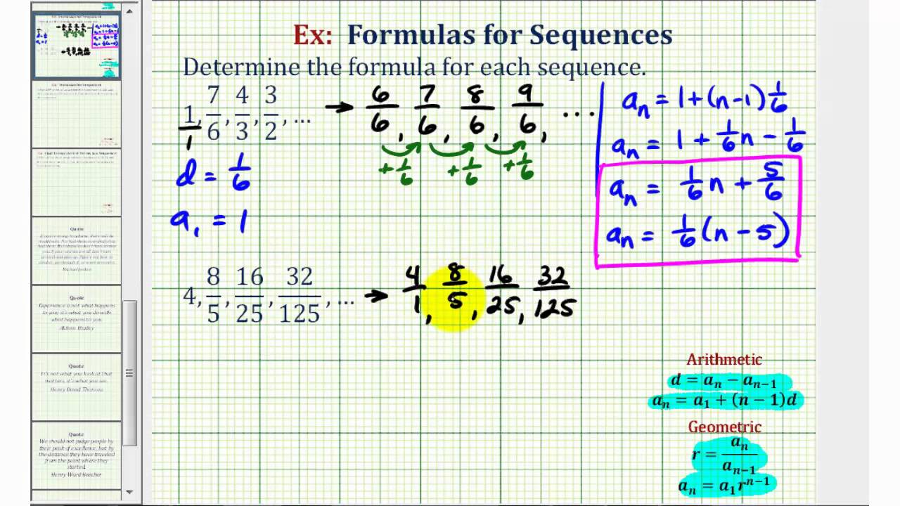 Ex 2: Find the Formula for a Sequence Given Terms (Arithmetic and Geometric)