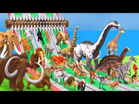 Be Fast and Run Away from Spike Roller Dinosaurs Prehistoric Mammals vs Animals Animal revolt battle