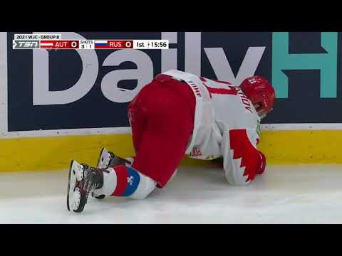 Yegor Chinakhov Injury (2021 WJC Preliminary Round)