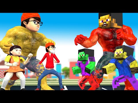 Dad Nick Transform Hero Nickhulk vs Zombie Minecraft Saves City - Scary Teacher 3D Story Animation