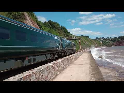 UK Trains.  A GWR Class 802 IET on the seawall near Teignmouth.