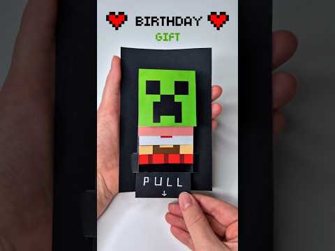 DIY MINECRAFT POP UP WATERFALL BIRTHDAY CARD 💚 Cute Gift Idea