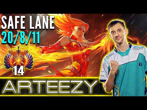 SR.Arteezy  [ Lina ]  Safe Lane Carry Pro Gameplay  [ Patch 7.32d ] Dota 2 Full Game
