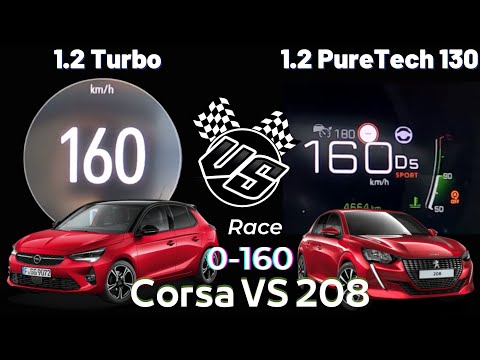 0-160 Acceleration Peugeot 208 1.2 PureTech 130 Ps VS Vauxhall Corsa F Opel Corsa F 1.2 Turbo 130 Hp
