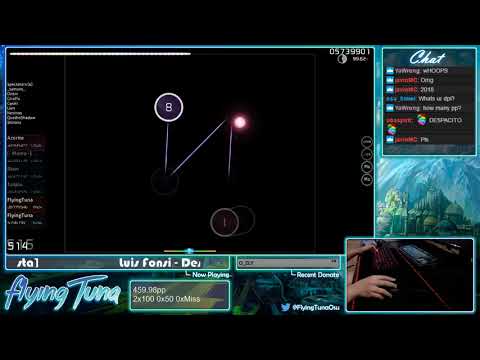 osu! | FlyingTuna | Luis Fonsi - Despacito [Gangsta] +HD,DT 99.21% FC #2 595pp | Livestream!