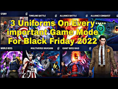 3 Different Uniforms in Every important Game Mode Guide For Black Friday 2022 - Marvel Future Fight