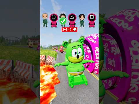 Gummy Bear & Spiderman & MrBeast & Crazy Frog VS Bollord Barbie in BeamNG.drive #shorts #beamngdrive