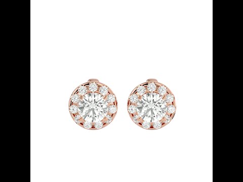Cercei Aur Exquisite Halo Stud Aur 18k Real Diamonds - Melinda