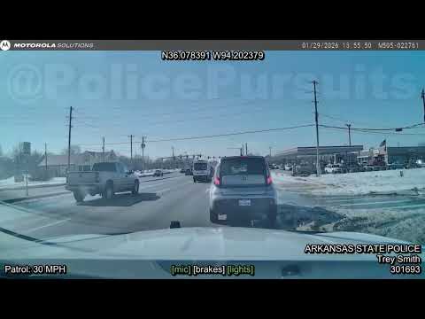Convicted FELON driving Chevy HHR takes Arkansas State Police on high speed pursuit in snow #chase
